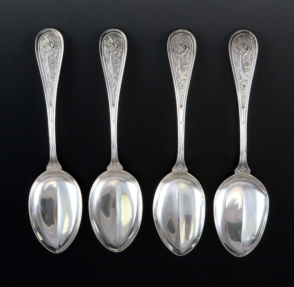 4 Antique c1890 Sterling Silver John Wednt Citrus Grapefruit Spoons