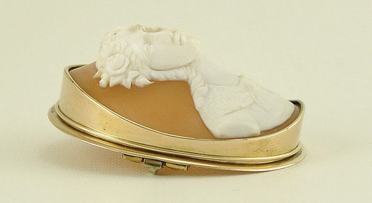Antique Victorian Genuine Carved Cameo 14K Yellow Gold Frame High Relief