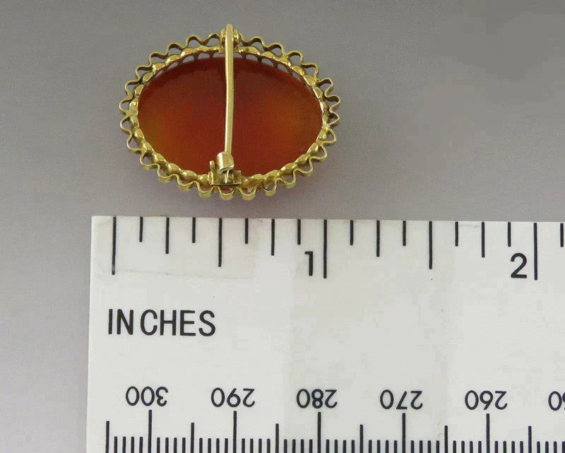 Antique 19th Century Carved Hardstone Cameo 10K Yellow Gold Pin/Brooch
