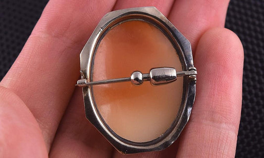 Stunning Antique 14k Yellow Gold Filigree Hand Carved Shell Cameo Girl w/ Roses