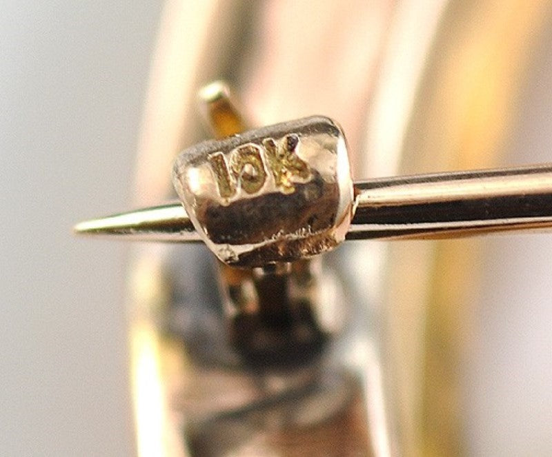 Handsome Antique 10k Yellow Gold Carved Shell Cameo Woman's Profile Early 1900s