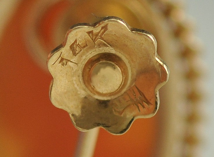 Wonderful 14K Yellow Gold Nicely Carved Cameo Earrings Screw Back