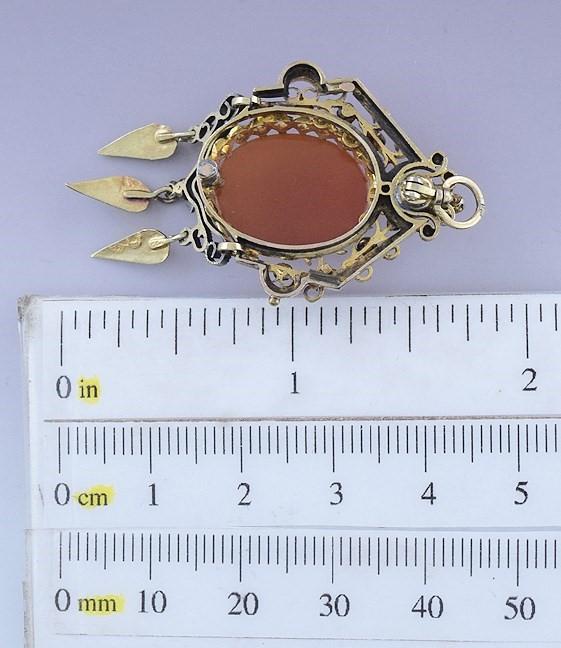 Antique Victorian 14k Gold Carved Cameo Pendant of a Pretty Woman Pendant