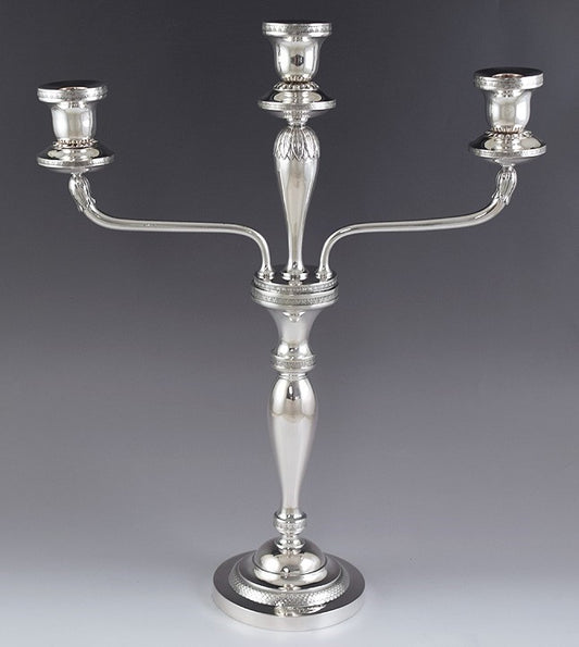 c1819 Antique Pair German .750 Silver 3 Light Convertible Candelabra by Breymann