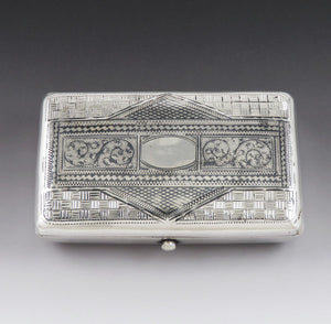 Antique 1896 - 1908 Russian Niello Enamel Silver Gold Wash Cigarette Case
