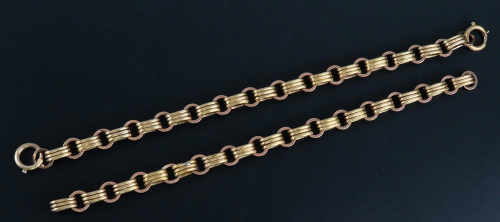 Exquisite Victorian Etruscan Revival 18k Yellow and Rose Gold Chain Necklace
