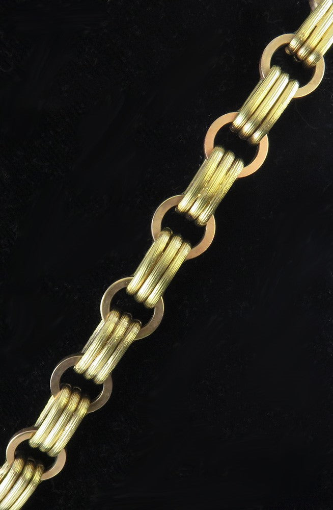 Exquisite Victorian Etruscan Revival 18k Yellow and Rose Gold Chain Necklace