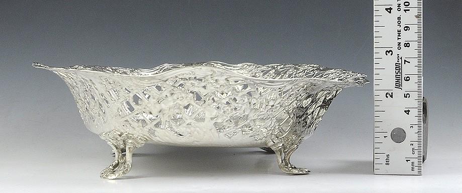 Antique c1890 Art Nouveau German Silver Chariot Cherub Dish/Bowl 11.5" x 8.75"