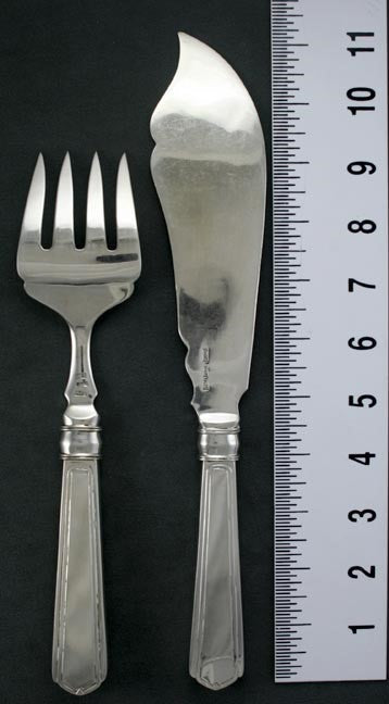 Antique/Vintage Art Deco Chinese Export Silver CJ Co Fish Serving Set