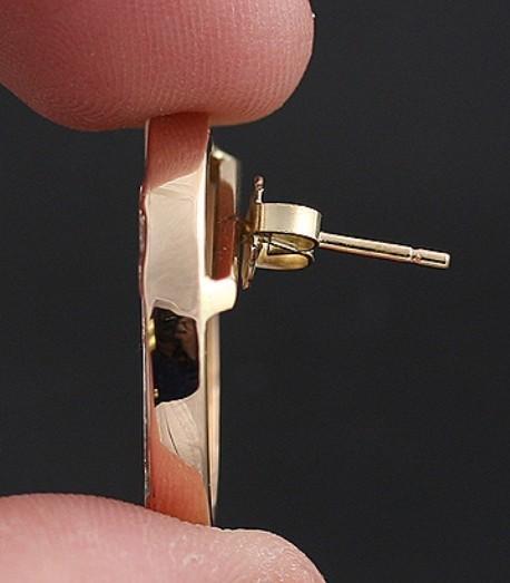 Victorian 10K Gold Engraved Harbor Scene Disk Earrings