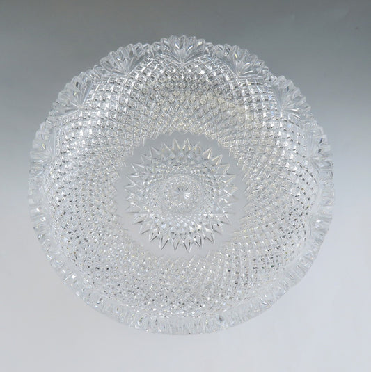 Antique ABP American Brilliant Cut Crystal Glass Serving/Fruit Bowl or Dish 10"