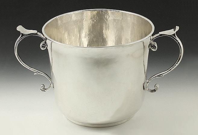 Antique 1694 English Sterling Silver Timbrell 2 Handle Trophy Cup Mug