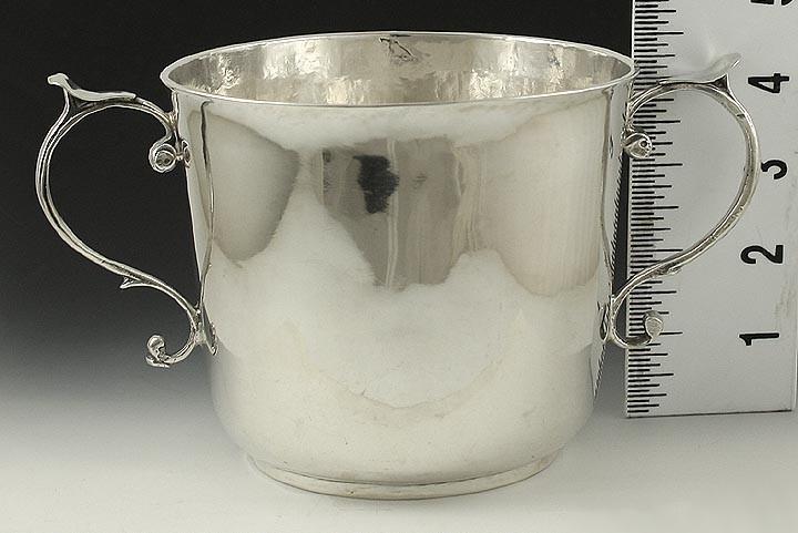 Antique 1694 English Sterling Silver Timbrell 2 Handle Trophy Cup Mug