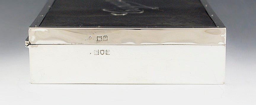 1910 Fine English Sterling Silver & Faux Tortoise Cigar Box