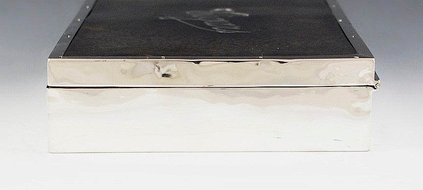 1910 Fine English Sterling Silver & Faux Tortoise Cigar Box