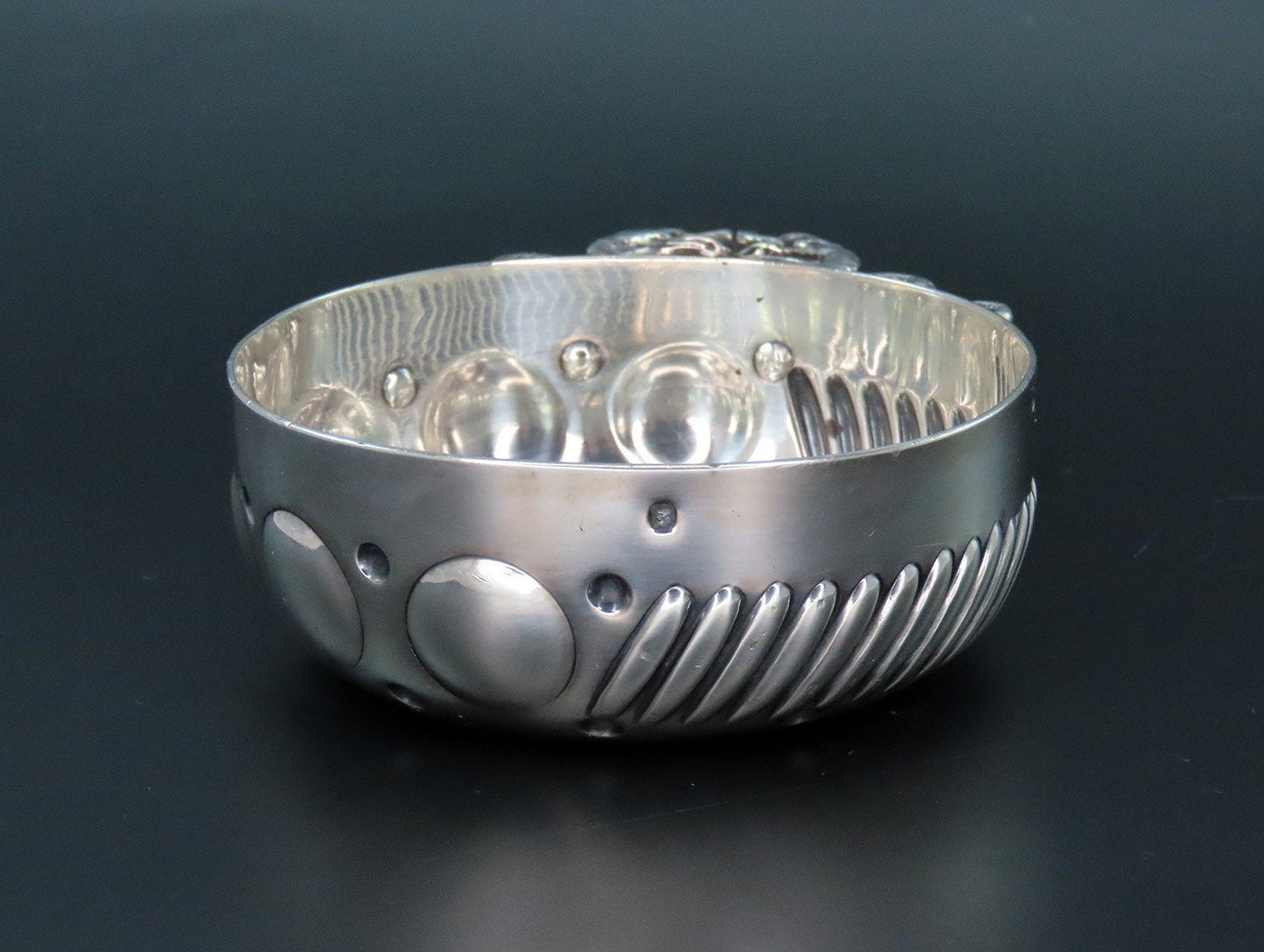 .950 French 1st Standard Silver Tastevin Wine Taster Cup Snake Handle 115 grams