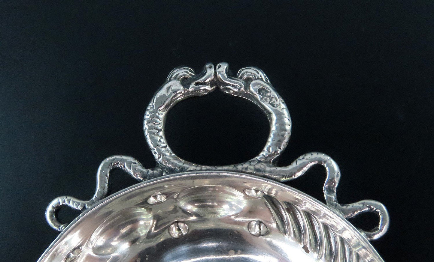 .950 French 1st Standard Silver Tastevin Wine Taster Cup Snake Handle 115 grams