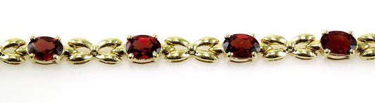 Fine Quality 14K Yellow Gold & Natural 6 CT Garnet Gemstone Bracelet