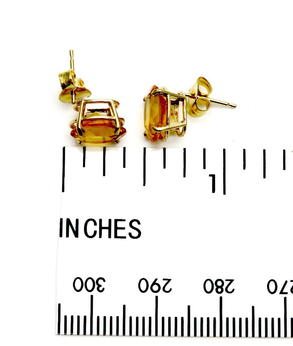 Stunning Pair 14k Yellow Gold Oval Cut Yellow Citrine Stud Pierced Earrings
