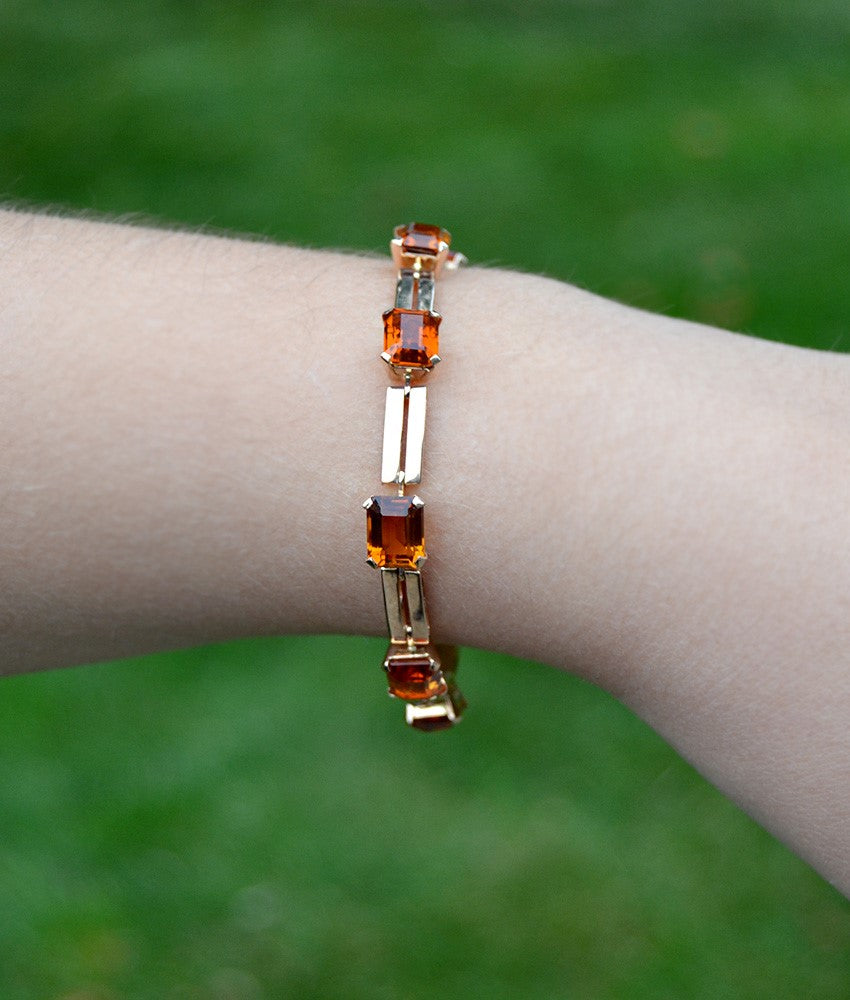 Stunning Retro 18k Rose Gold ~17ct Citrine Bracelet