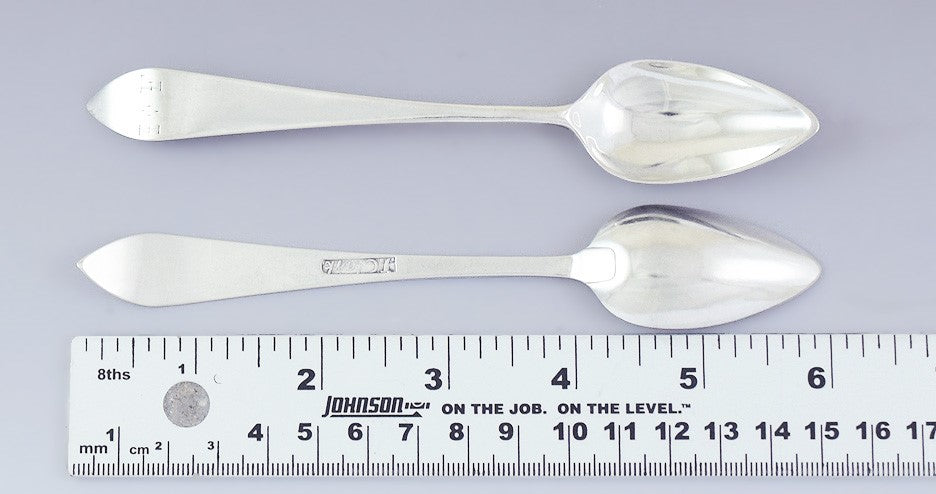 Late 1700s early 1800s set 5 American Coin Silver Coffee / Teaspoons