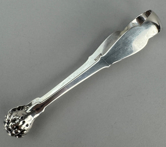 American circa 1825 Large Coin Silver Tongs by Rockwell