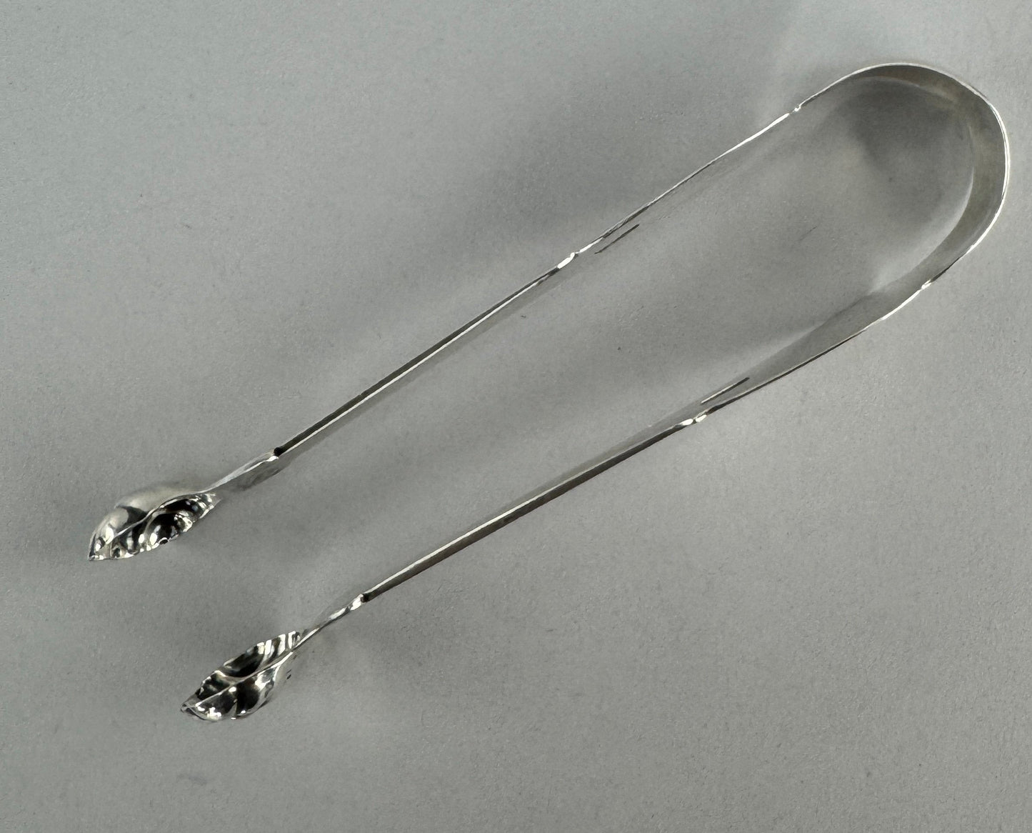 American circa 1825 Large Coin Silver Tongs by Rockwell