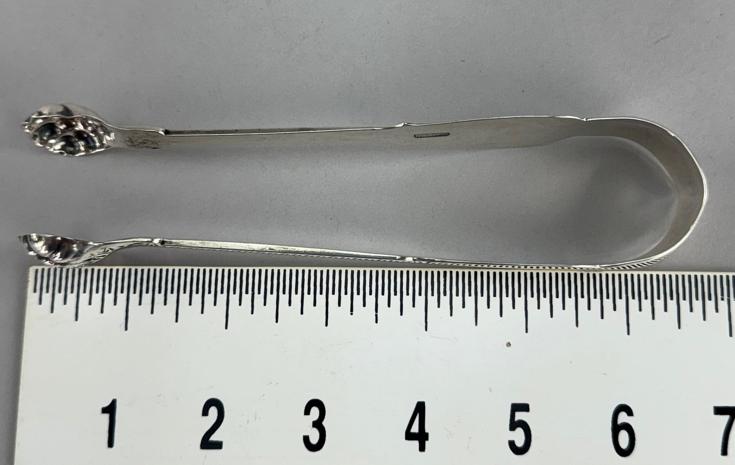 American circa 1825 Large Coin Silver Tongs by Rockwell