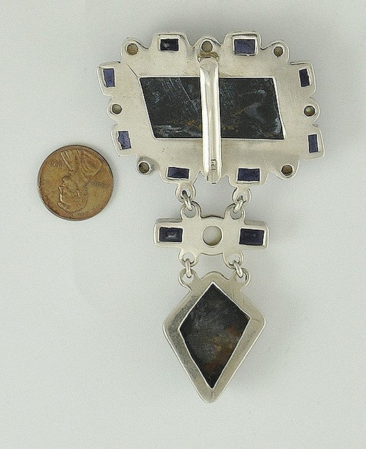 Wonderful Sterling Silver Large Genuine Pietersite (tempest stone) Pendant/Slide