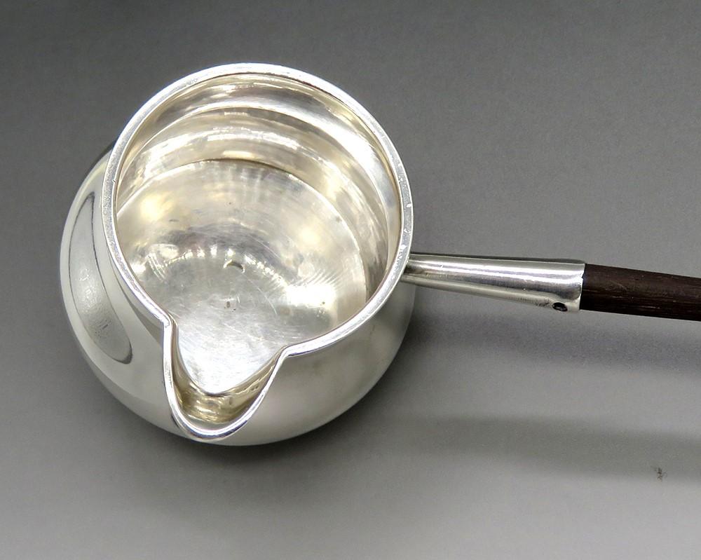Antique 1880 Victorian English Sterling Silver Turned Wood Tody / Brandy Ladle