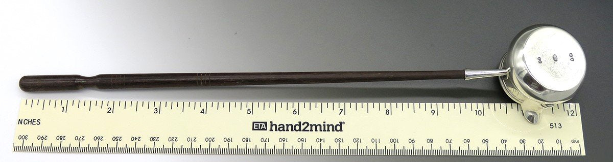 Antique 1880 Victorian English Sterling Silver Turned Wood Tody / Brandy Ladle