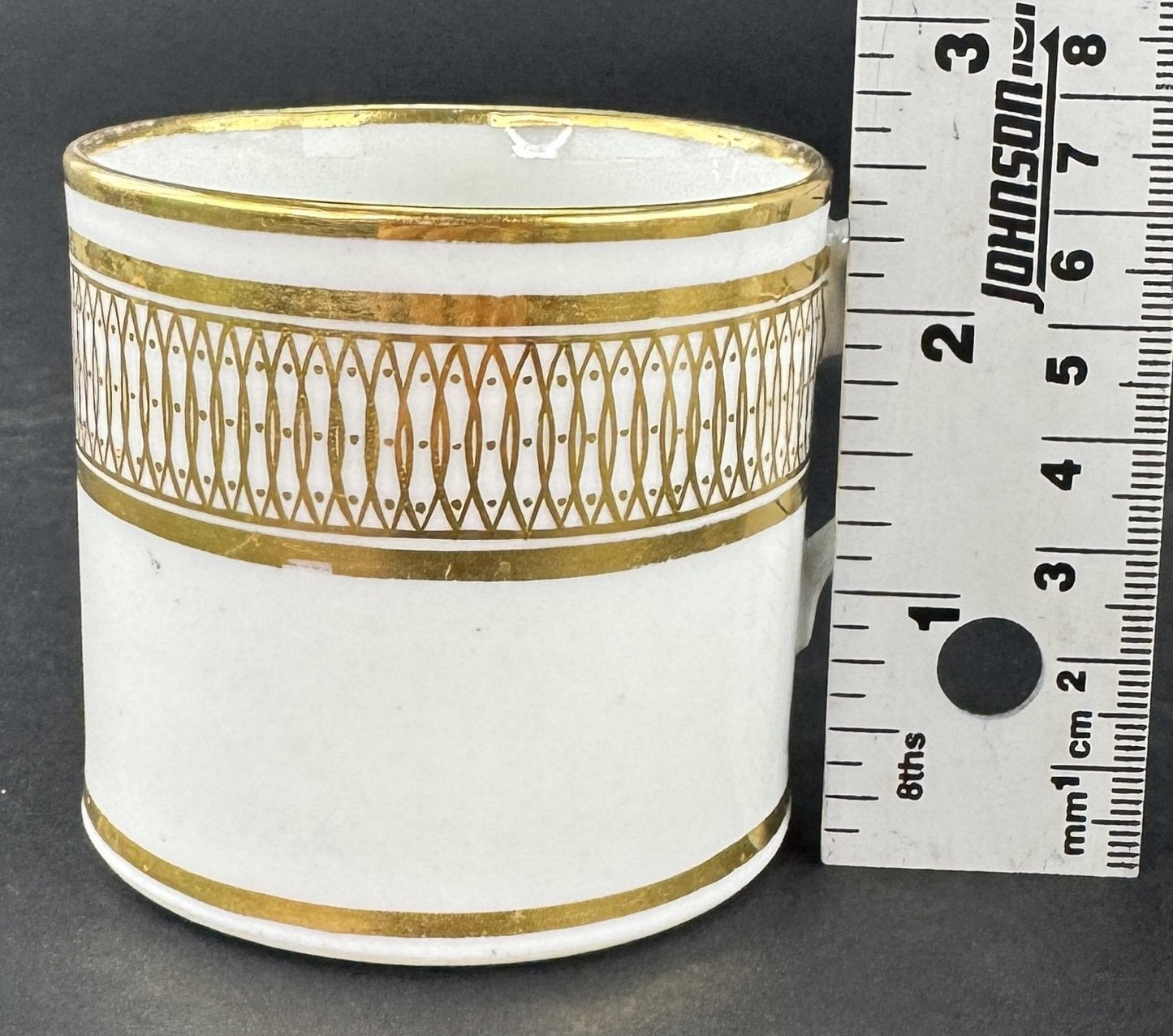Set 6 1790-1820 English White Gold Porcelain Straight Sided Coffee or Tea Cups
