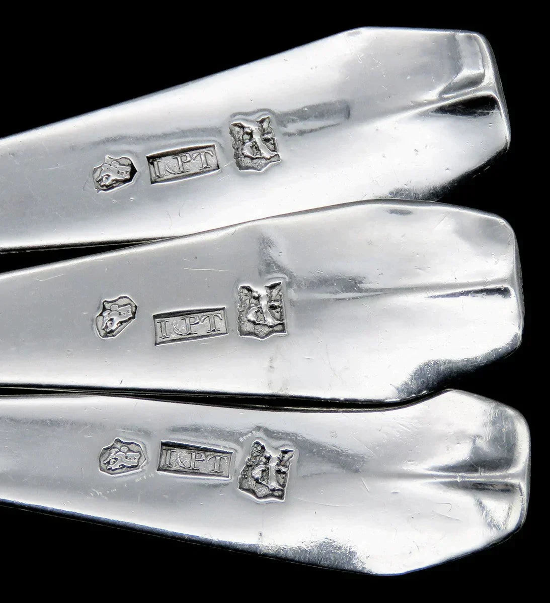 3 Antique c1800 NYC Coin Silver Coffin End John Peter Targee Tea Coffee Spoons