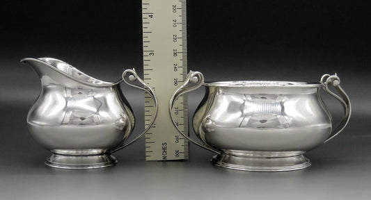 Vintage Cohr Danish Sterling Silver Arts & Crafts Tea Creamer Sugar Bowl NO MONO