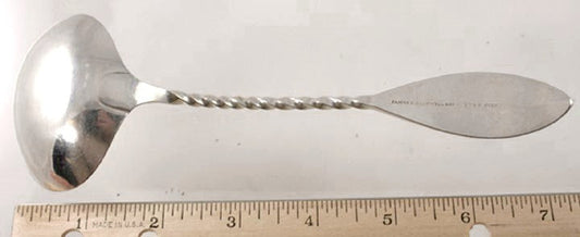 c1845 Antique JE Caldwell Coin Silver Engraved Twist Cream Gravy Sauce Ladle