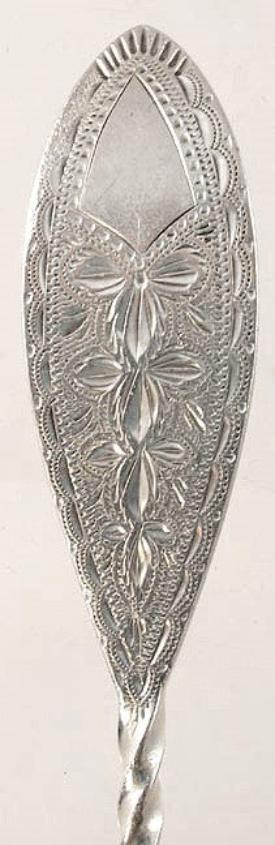 c1845 Antique JE Caldwell Coin Silver Engraved Twist Cream Gravy Sauce Ladle