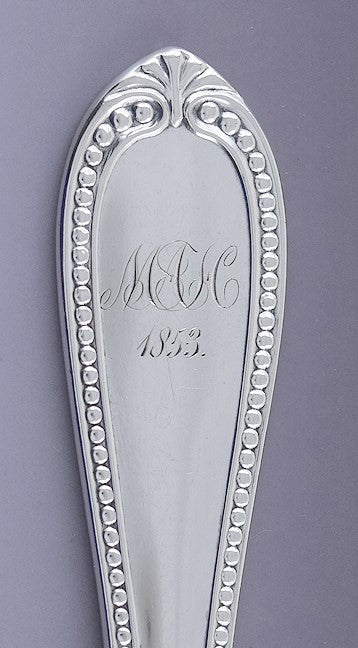 c1853 Great set 6 American Coin Silver Breakfast Knives by Jones, Ball & Co