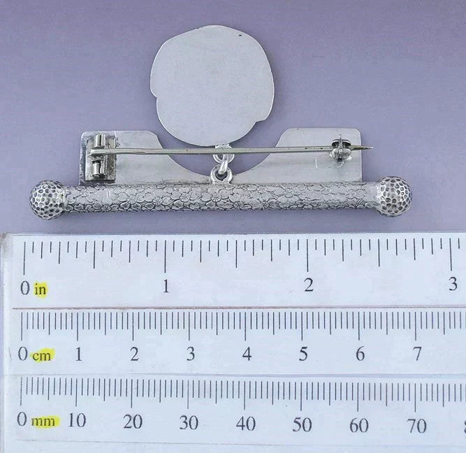 c1865-1880 American Antique Sterling Silver Shiebler? Medallion Bar Pin Brooch