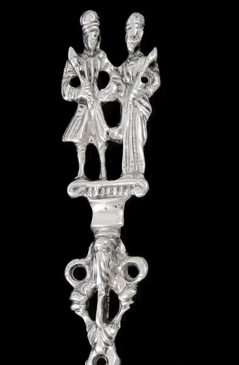 Antique c1890 Hanau German Silver Dutch Colonial Style King Queen Serving Spoon