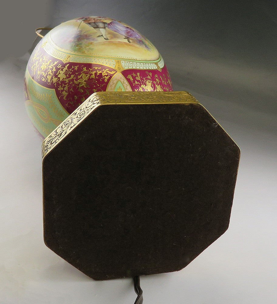Beautiful 1800s Royal Bonn Vase Mounted as Lamp (Working) Handpainted Red Gilt