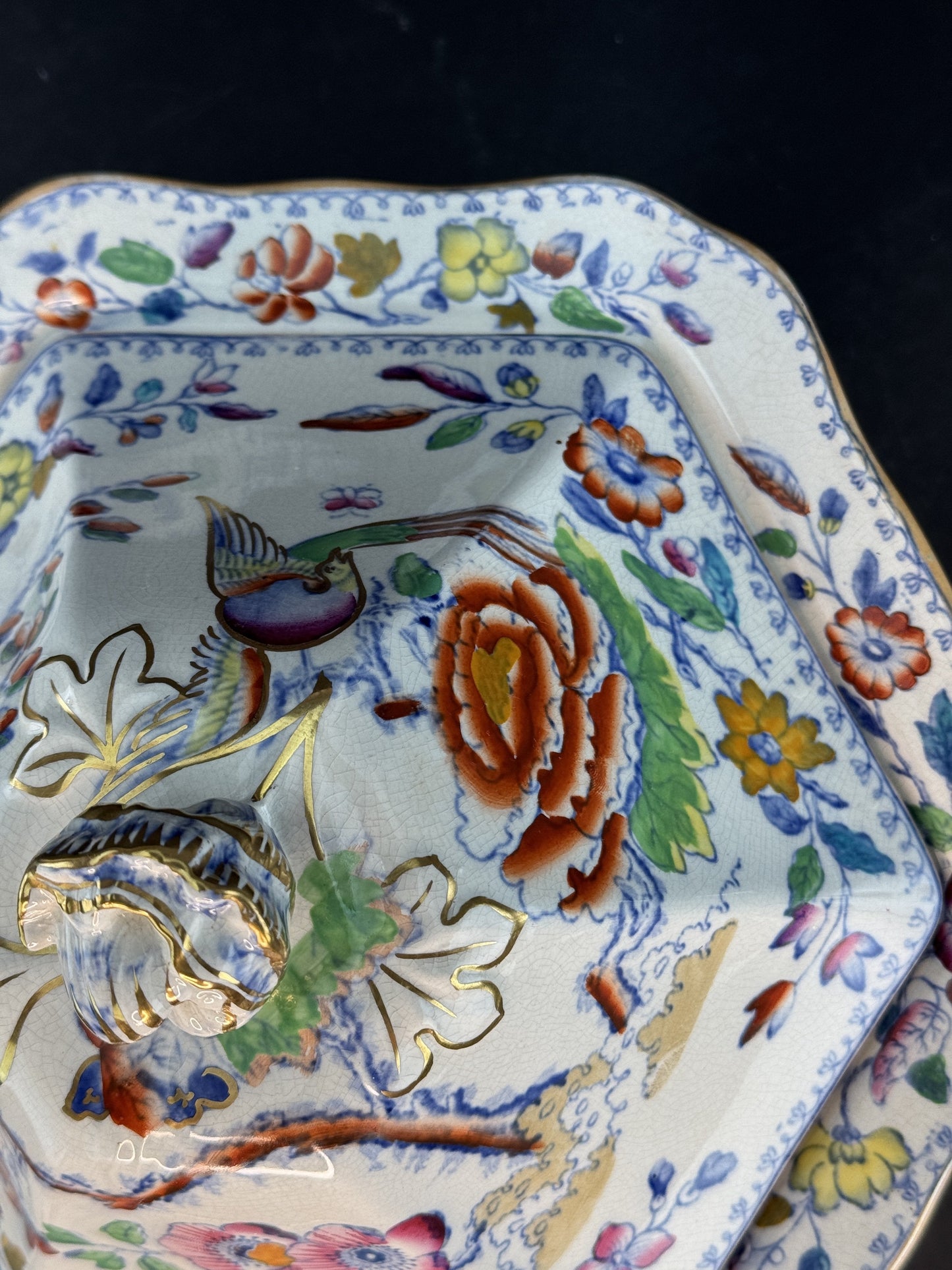Fine c1920s Mason's Ironstone China Flying Bird Covered Bowl Tureen Serving Dish