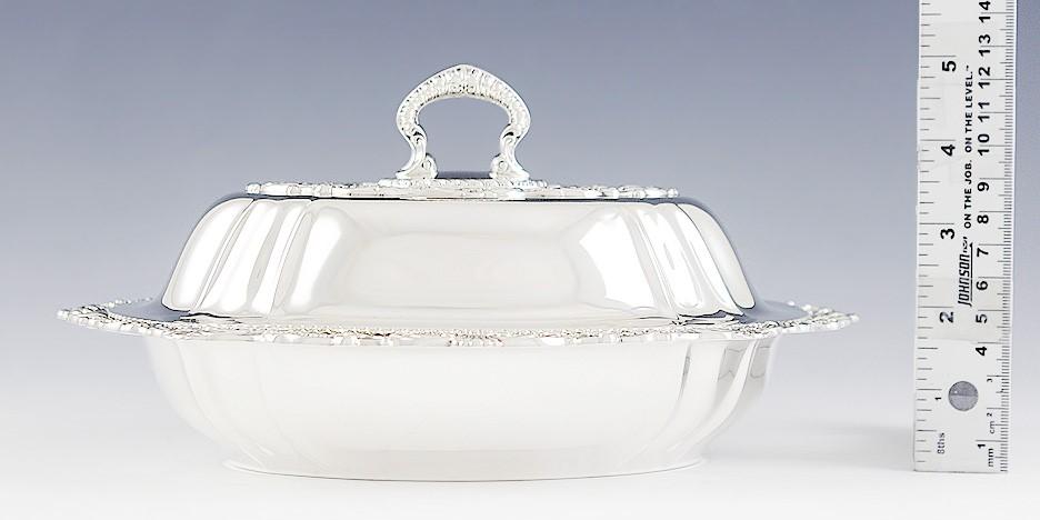 Antique 1903 Gorham Sterling Silver Covered Serving Dish Shell Scroll Motif