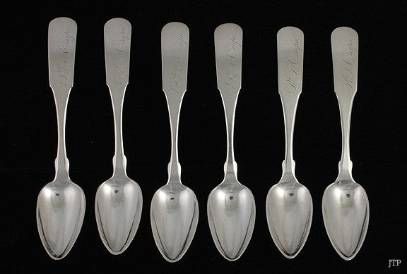 6 American Coin Silver Fiddle Teaspoons Thomas Richmond