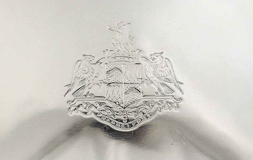 1815 Heavy Georgian English Sterling Silver Box Nice Crest & Motto 'Frappe Fort'