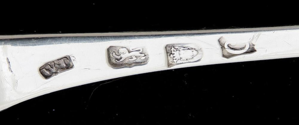 1778 English Sterling Silver Serving Spoon Alpaca Crest Benn Family 11 Inches