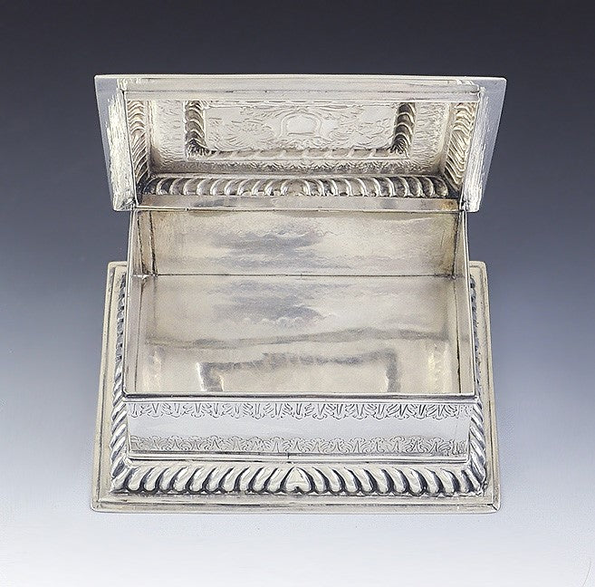 Fab Mid 1800s European Silver Gadroon Edge Box w/Nice Hand Engraving