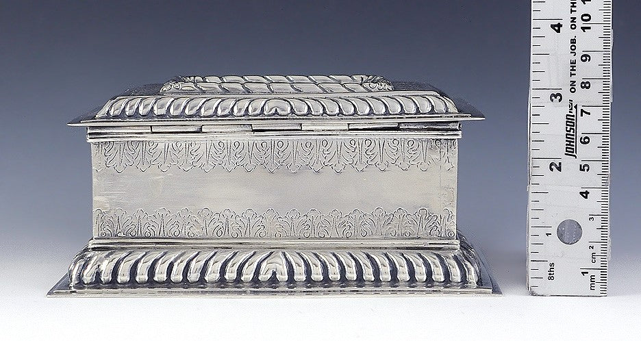Fab Mid 1800s European Silver Gadroon Edge Box w/Nice Hand Engraving