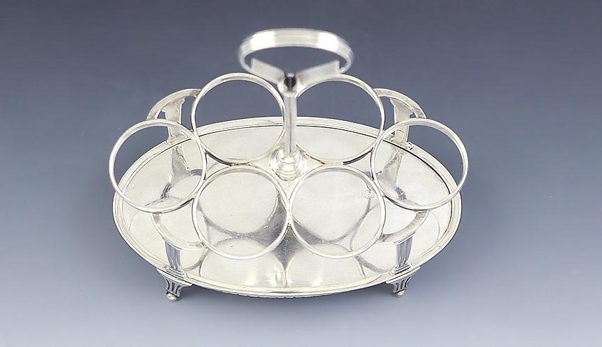 Fine English 6pc Sterling Silver Cut Glass Vanity Perfumes or Cruet Set