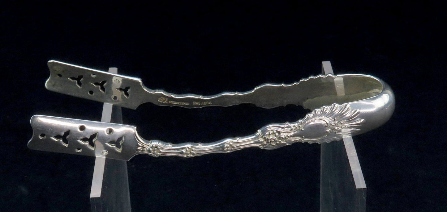 Rare Whiting Sterling Silver Radiant Pat. Asparagus Serving Tongs