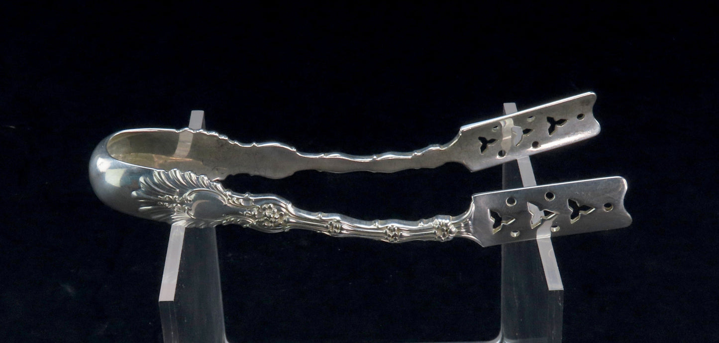 Rare Whiting Sterling Silver Radiant Pat. Asparagus Serving Tongs